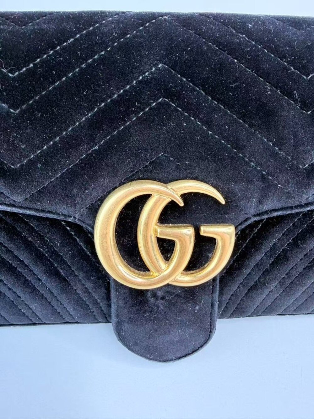 Gucci GG Marmont Small Black Velvet Matelassé Shoulder Crossbody Chain Bag - Picture 11 of 13